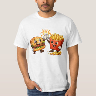 Camiseta Hamburguesa y papas fritas lindas Alta cinco Arte