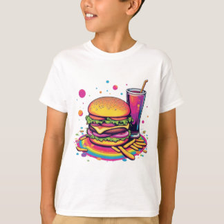 Camiseta Hamburguesa y patatas fritas de comida basura arco