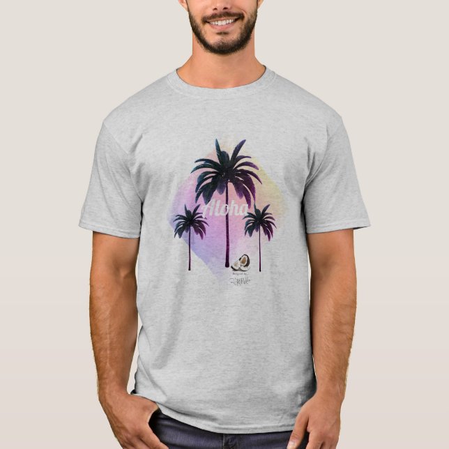 Camiseta HAMbyWG Hawaiin Tema Palmeras masculinas (Anverso)