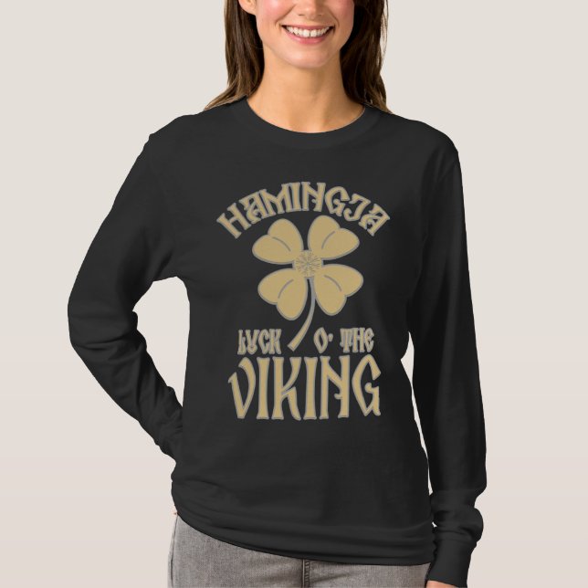 Camiseta Hamingja Luck o the Viking Shamrock Aegeshjalmur V (Anverso)