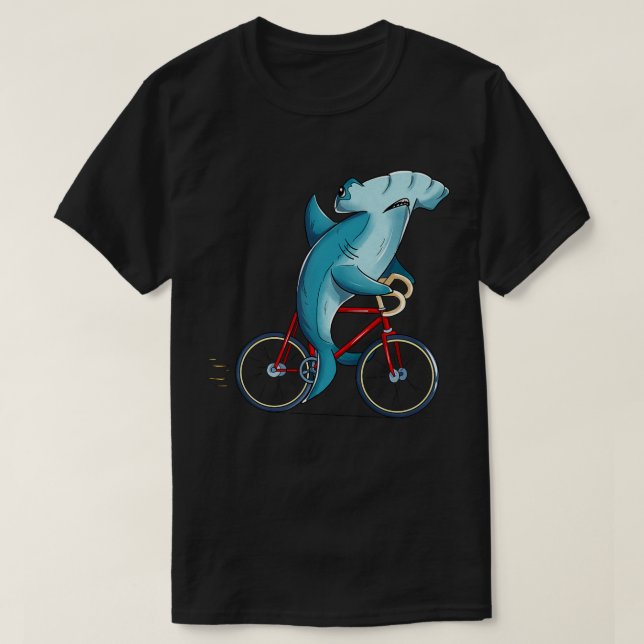 Camiseta Hammerhead Shark Riding Bicycle Cute Biker Regalos (Diseño del anverso)