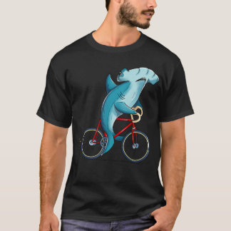 Camiseta Hammerhead Shark Riding Bicycle Cute Biker Regalos