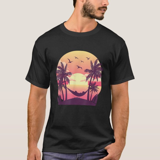 Camiseta Hammock Summer Vibes Sunset Beach Palmeras Tropica (Anverso)