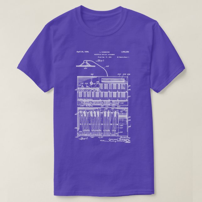 Camiseta Hammond Organ Patent White Ink (Diseño del anverso)