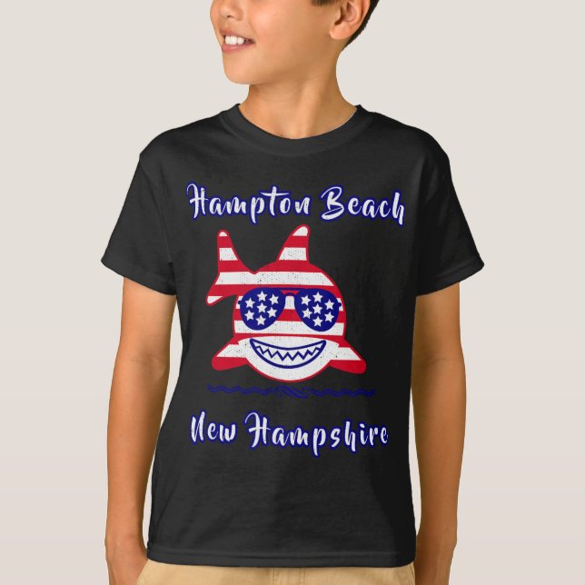 Camiseta Hampton Beach New Hampshire Patriotic Usa Flag Whi (Anverso)