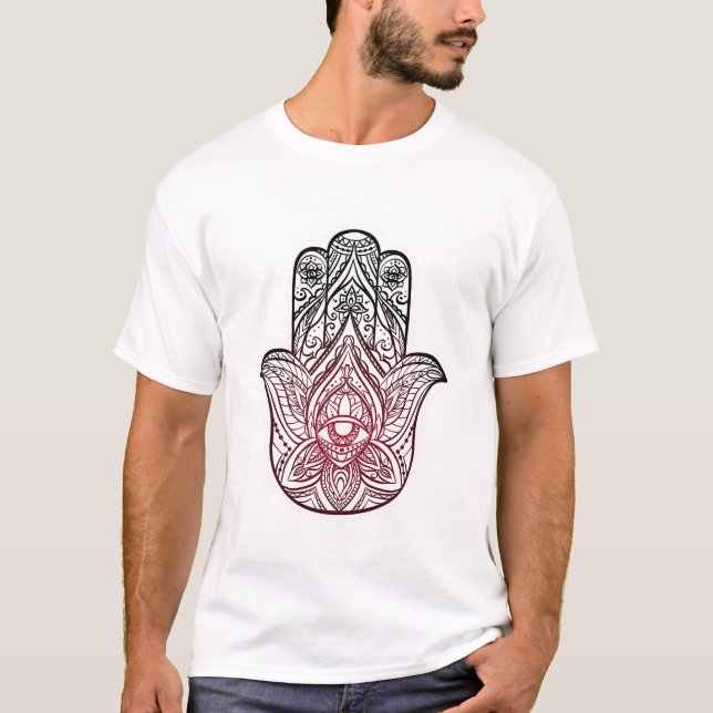 Camiseta Hamsa con patrón boho (Anverso)