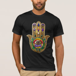 Camiseta Hamsa de oro pintado amatista rubí tercer ojo