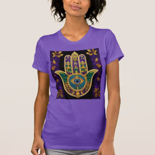 Camiseta Hamsa del Tercer Ojo Dorado Ornamentado