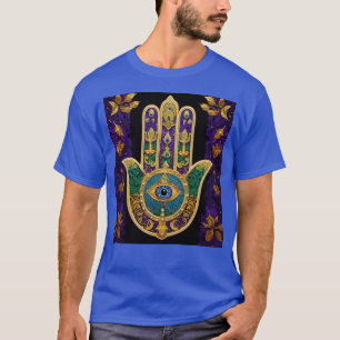 Camiseta Hamsa del Tercer Ojo Dorado Ornamentado