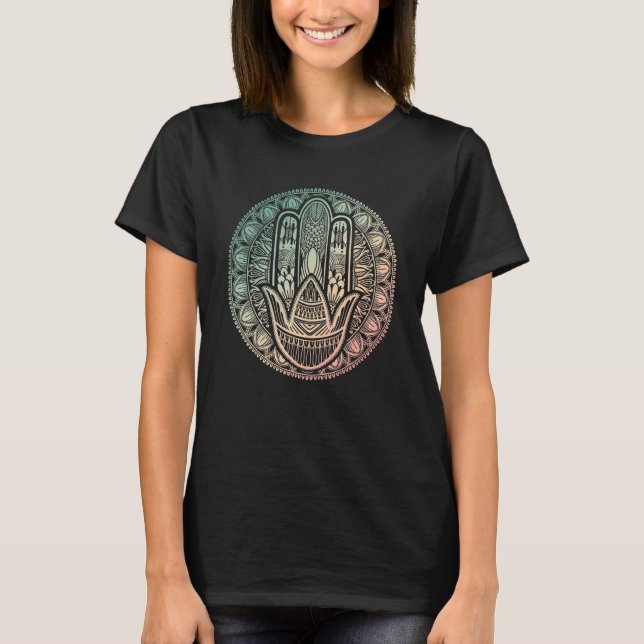 Camiseta Hamsa Hand Mandala Hindu Yoga Meditation Spiritual (Anverso)