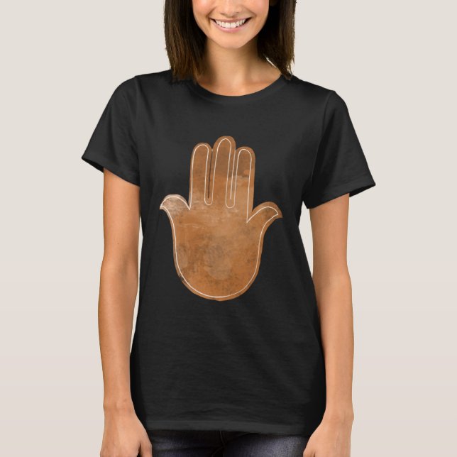 Camiseta Hamsa Hand of Fatima print Faded brown sketch evil (Anverso)