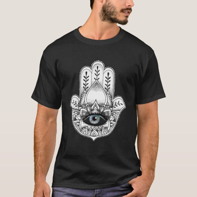 Camiseta Hamsa Hand Yogi Hand Hams Amulet Good Luck Charm O (Anverso)