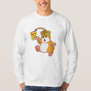 Camiseta Hámster al comer con pizza