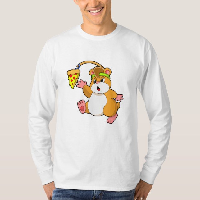 Camiseta Hámster al comer con pizza (Anverso)