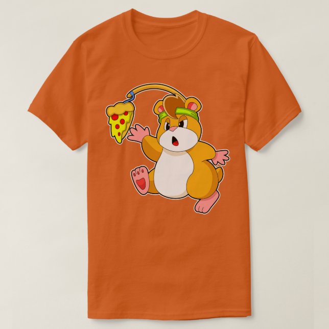 Camiseta Hámster al comer con pizza (Diseño del anverso)