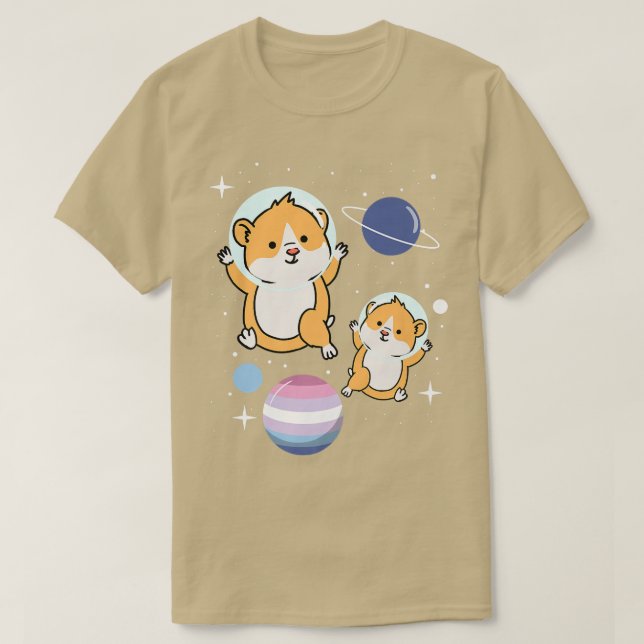 Camiseta Hamster Astronaut Bigender Pride  (Diseño del anverso)