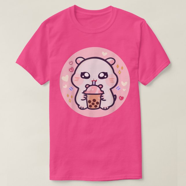 Camiseta Hamster Boba Tea Leche Tailandesa Bubble Tea Anime (Diseño del anverso)