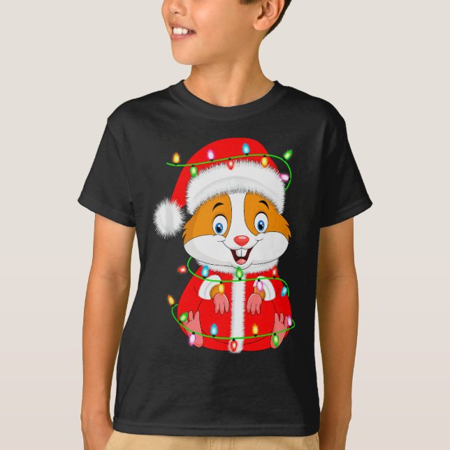 Camiseta Hamster Christmas Lights Santa Costume Cute Animal (Anverso)