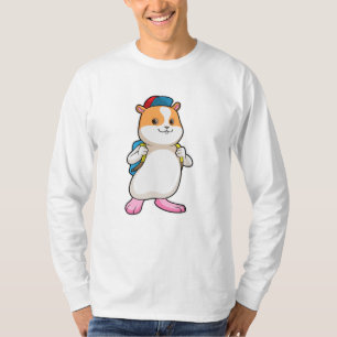 Camiseta Hámster como estudiante con mochila y gorra