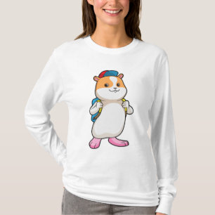 Camiseta Hámster como estudiante con mochila y gorra