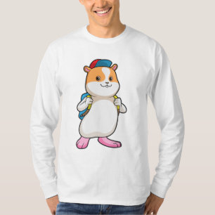 Camiseta Hámster como estudiante con mochila y gorra