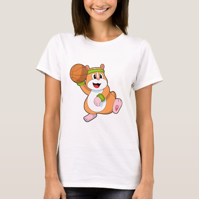Camiseta Hamster como jugador de baloncesto con baloncesto (Anverso)