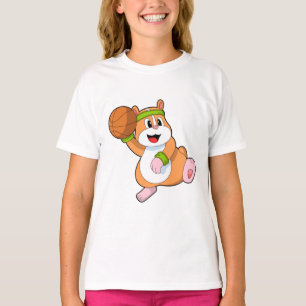 Camiseta Hamster como jugador de baloncesto con baloncesto