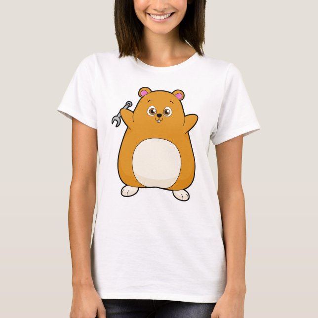 Camiseta Hámster como mecánico con llave (Anverso)