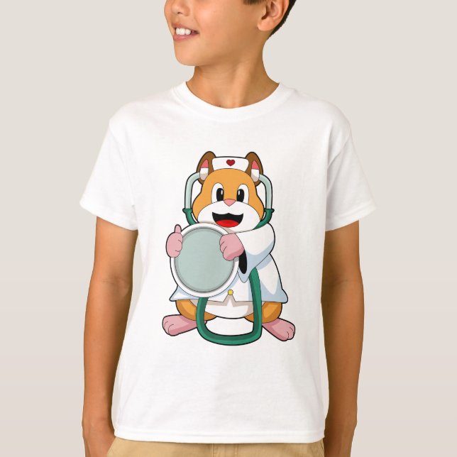 Camiseta Hámster como Médica de Stethoscope.PNG (Anverso)
