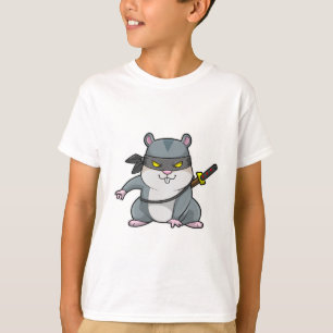 Camiseta Hámster como Ninja en artes marciales con espada