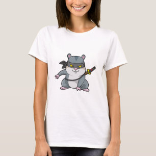 Camiseta Hámster como Ninja en artes marciales con espada