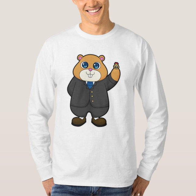 Camiseta Hámster como novio con anillo de boda (Anverso)