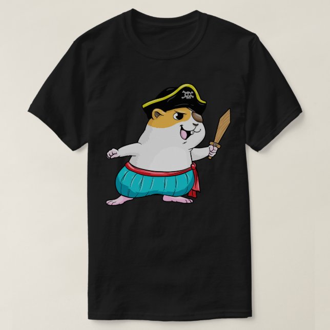Camiseta Hámster como pirata con espada (Diseño del anverso)