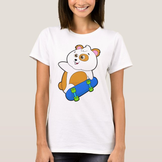 Camiseta Hámster como Skater con Skateboard (Anverso)