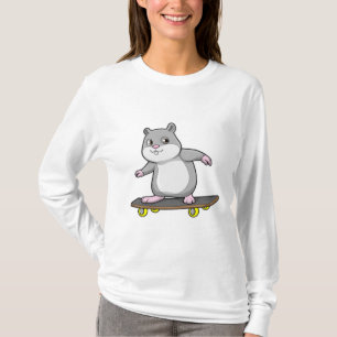 Camiseta Hámster como Skater con Skateboard
