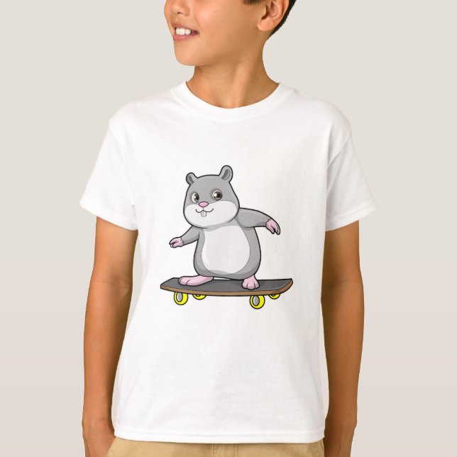 Camiseta Hámster como Skater con Skateboard (Anverso)