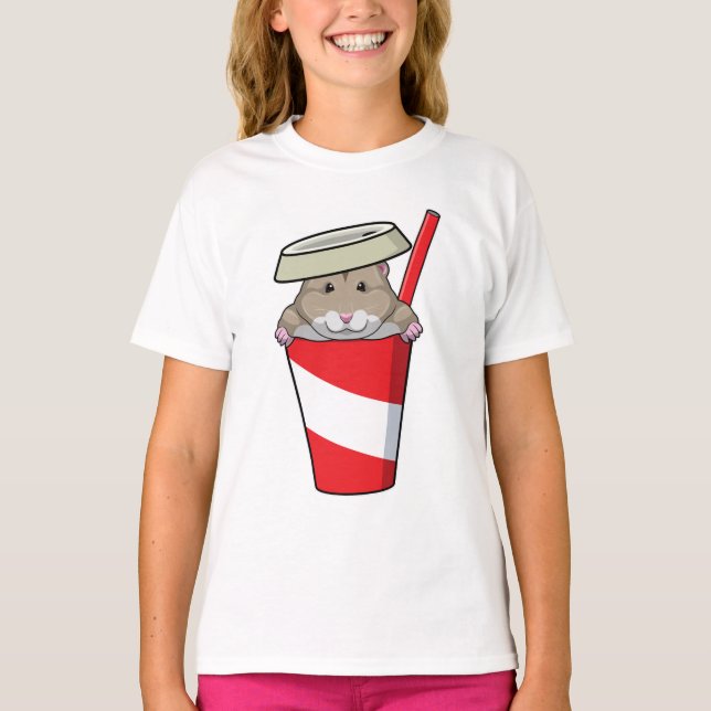 Camiseta Hamster con bebida (Anverso)