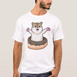 Camiseta Hamster con donut de chocolate