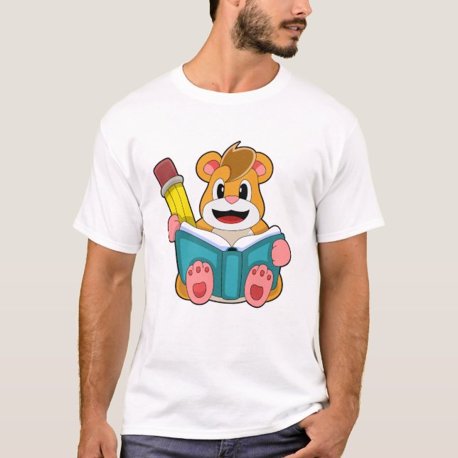 Camiseta Hamster con libro y pluma (Anverso)