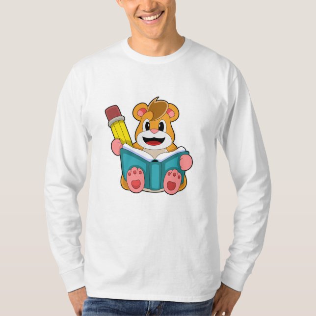 Camiseta Hamster con libro y pluma (Anverso)