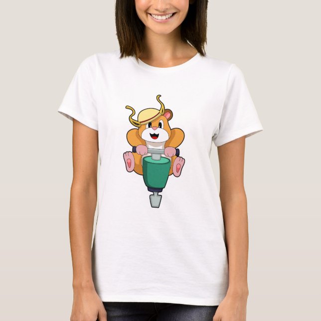 Camiseta Hámster con martillo neumático (Anverso)