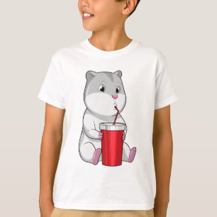 Camiseta Hamster con paja Mug y Bebida