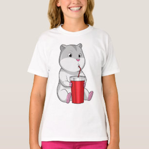 Camiseta Hamster con paja Mug y Bebida