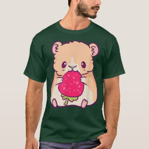 Camiseta Hámster Con Un Cute De Fresas Kawaii Anime Kawai