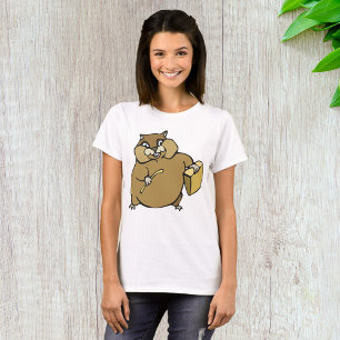 Camiseta Hámster de dibujos animados marrón con queso