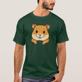 Camiseta Hámster Divertido Mirando en el Bolsillo Amante de