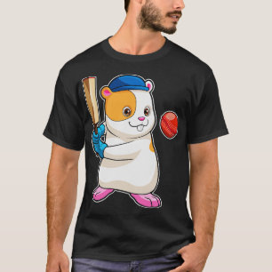 Camiseta Hámster en críquet con gorra de bate de críquet