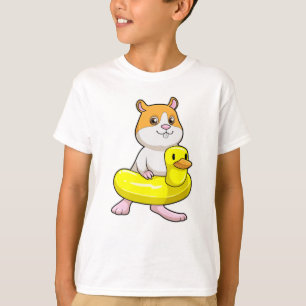 Camiseta Hamster en la playa con pato como anillo de nataci