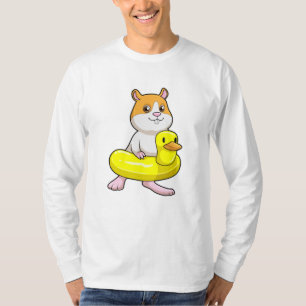 Camiseta Hamster en la playa con pato como anillo de nataci