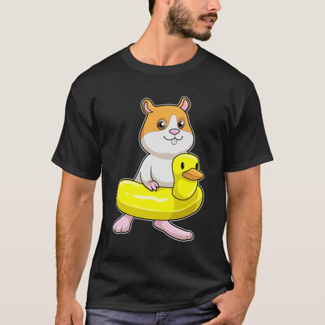 Camiseta Hamster en la playa con pato como anillo de nataci (Anverso)